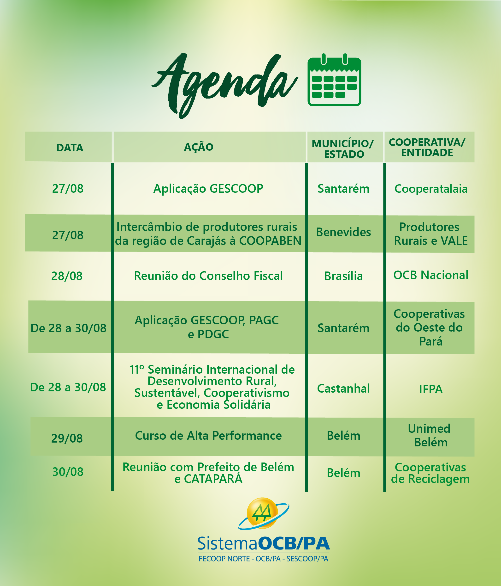 ?✍ Agenda Semanal do Cooperativismo!! ?
