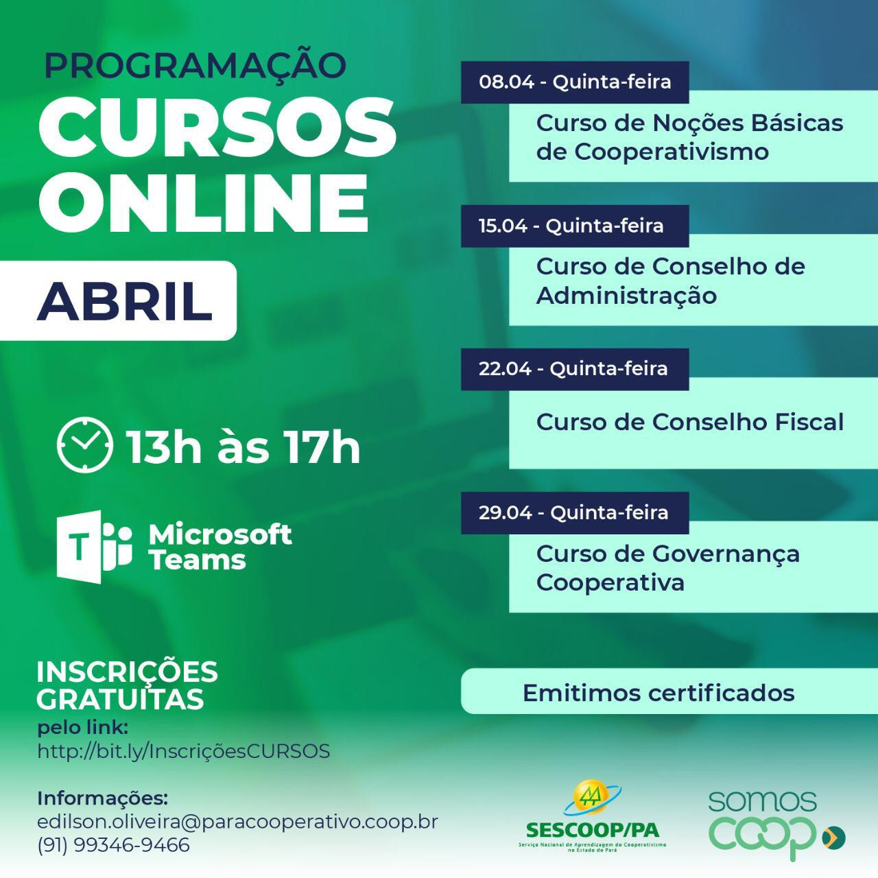 SESCOOP/PA retoma capacitações online na próxima semana