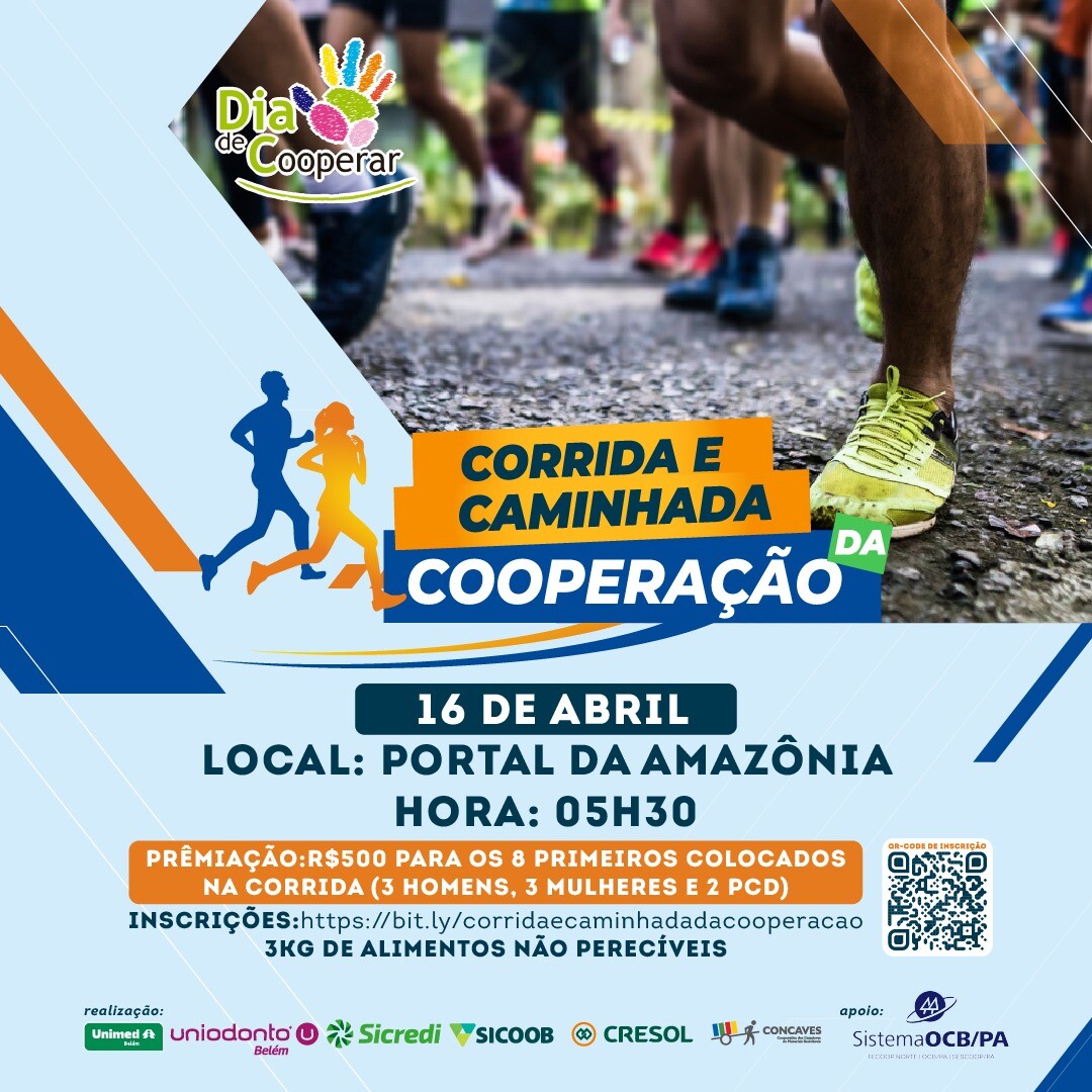 Inscrições para a 1ª Corrida e Caminhada da Cooperação em Belém estão abertas