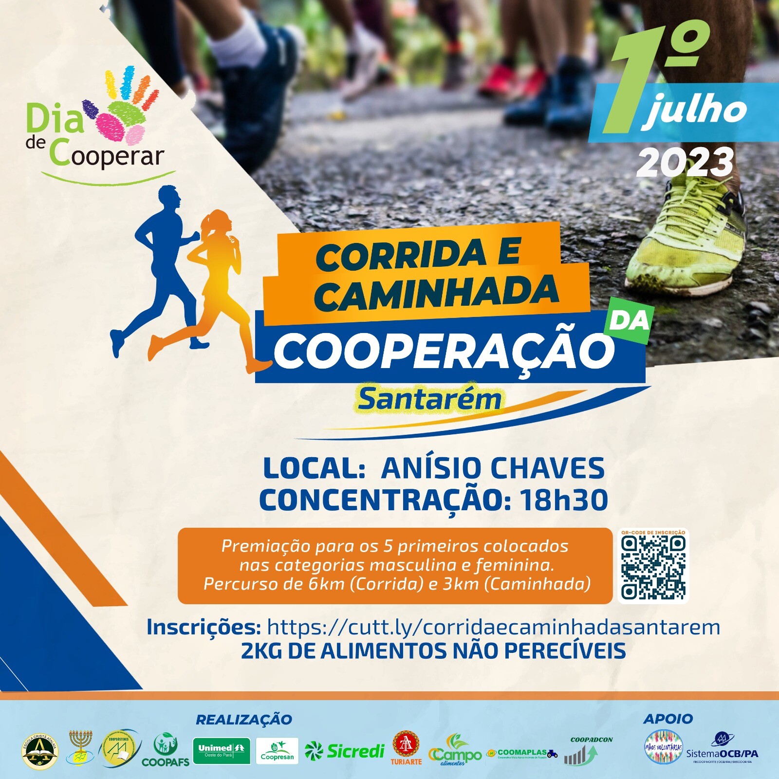 Estão abertas as inscrições para a 1° Corrida e Caminhada da Cooperação de Santarém