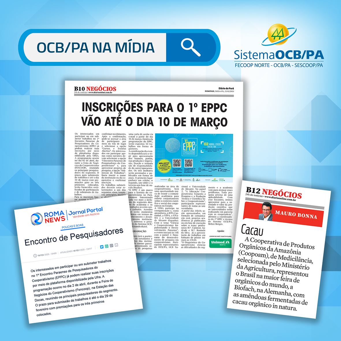 OCB/PA Na Mídia - Inscrições EPPC e Coopoam na Biofach 📰